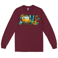 Burgundy school bus love Long Sleeve Tee - NancyCooperArtShop
