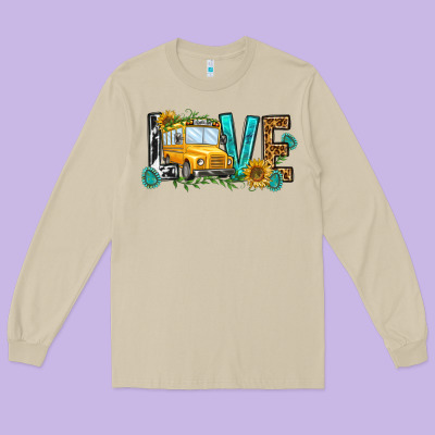 School Bus Love Long Sleeve Tee Designed By Nancycooperartshop