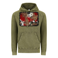 Vintage Olive distressed cowhide leopard christmas background Vintage Hoodie - Jasminsmagicworld