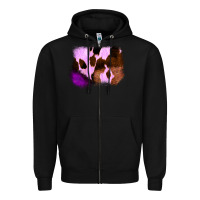Black Purple Western Wood Cowhide Frame Zipper Hoodie - Bettercallsaul