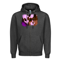 Charcoal Heather Purple Western Wood Cowhide Frame Zipper Hoodie - Bettercallsaul