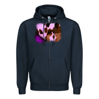 Navy Purple Western Wood Cowhide Frame Zipper Hoodie - Bettercallsaul