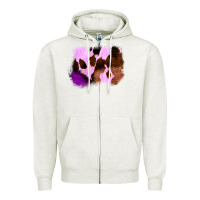 Oatmeal Heather Purple Western Wood Cowhide Frame Zipper Hoodie - Bettercallsaul