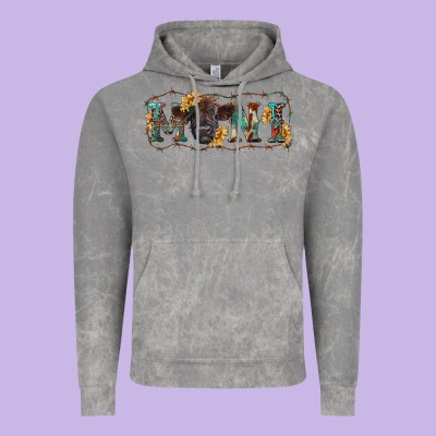 Western Mini Black Highland Calf Vintage Hoodie Designed By Ranaportraitstore