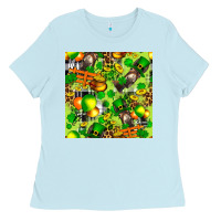 Baby Blue St. Patrick's Donkey With Shamrock Seamless Ladies Tee - FaDigitalArtStudio