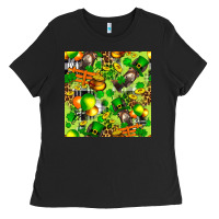 Black St. Patrick's Donkey With Shamrock Seamless Ladies Tee - FaDigitalArtStudio