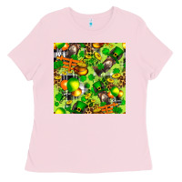 Bubblegum Pink St. Patrick's Donkey With Shamrock Seamless Ladies Tee - FaDigitalArtStudio