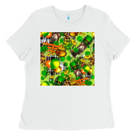 White St. Patrick's Donkey With Shamrock Seamless Ladies Tee - FaDigitalArtStudio