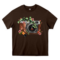 Chocolate Brown floral eucalyptus film roll vintage camera Heavy Core Tee - FaDigitalArtStudio