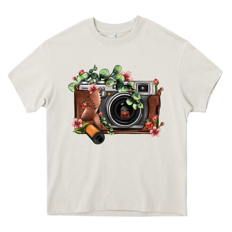 Floral Eucalyptus Film Roll Vintage Camera Heavy Core Tee by FaDigitalArtStudio | Teevron