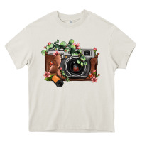 Cream floral eucalyptus film roll vintage camera Heavy Core Tee - FaDigitalArtStudio