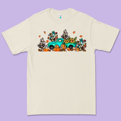 Fall Cactus Pumpkin Truck Premium Tee Designed By Jahusdesignshop