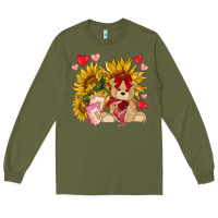 Army Green valentines day sunflowers with bear hjf Long Sleeve Tee - NancyCooperArtShop