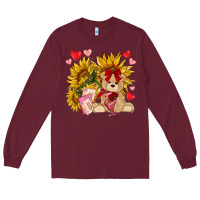 Burgundy valentines day sunflowers with bear hjf Long Sleeve Tee - NancyCooperArtShop
