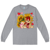 Heather Grey valentines day sunflowers with bear hjf Long Sleeve Tee - NancyCooperArtShop