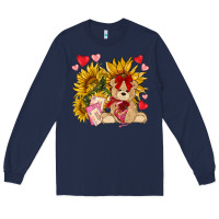 Navy valentines day sunflowers with bear hjf Long Sleeve Tee - NancyCooperArtShop