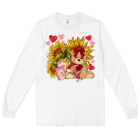 White valentines day sunflowers with bear hjf Long Sleeve Tee - NancyCooperArtShop