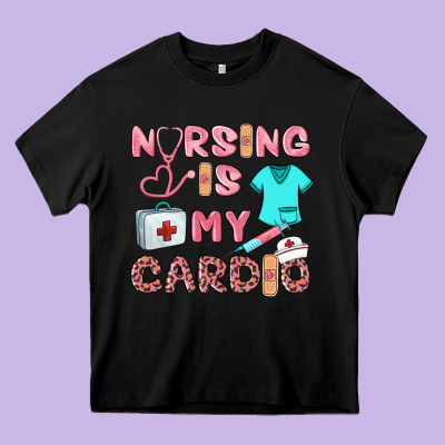 Nursing Is My Cardio Heavy Core Tee Designed By Barkaloodesign