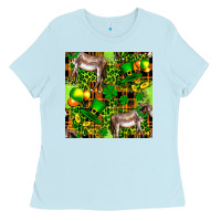 Baby Blue St. Patrick's Donkey With Leprechaun Hat Seamless Ladies Tee - FaDigitalArtStudio