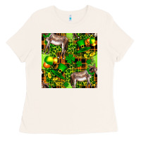 St. Patrick's Donkey With Leprechaun Hat Seamless Ladies Tee | Teevron