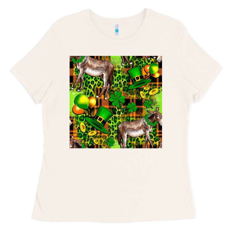 St. Patrick's Donkey With Leprechaun Hat Seamless Ladies Tee by FaDigitalArtStudio | Teevron