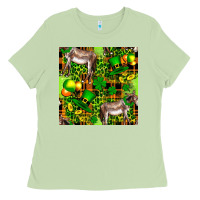 Matcha St. Patrick's Donkey With Leprechaun Hat Seamless Ladies Tee - FaDigitalArtStudio