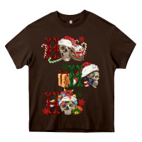 Chocolate Brown ho ho ho skull Heavy Core Tee - FaDigitalArtStudio