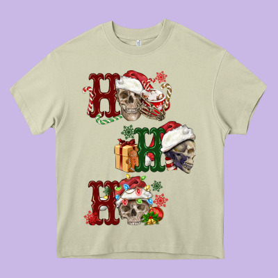 Ho Ho Ho Skull Heavy Core Tee Designed By Fadigitalartstudio