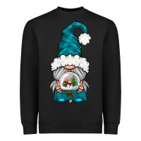 Black winter gnome with snow globe Heavyweight Sweatshirt - NancyCooperArtShop