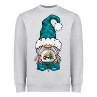 Heather Grey winter gnome with snow globe Heavyweight Sweatshirt - NancyCooperArtShop