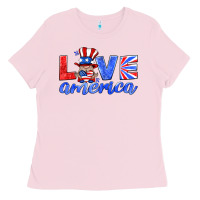 Bubblegum Pink love america gnome Ladies Tee - HRA Design Shop