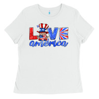 White love america gnome Ladies Tee - HRA Design Shop