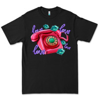 Black love balloons and pink valentines telephone Premium Tee - AdoDesignShop