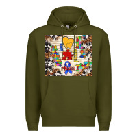 Army Green love puzzle ribbon Premium Hoodie - TumblerDesignByShophia