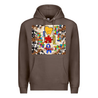 Coffee love puzzle ribbon Premium Hoodie - TumblerDesignByShophia