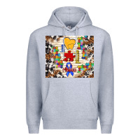 Heather Grey love puzzle ribbon Premium Hoodie - TumblerDesignByShophia