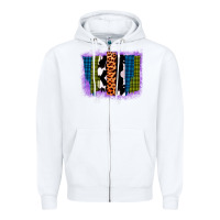 White Purple Glitter Western Farm Life Brush Strokes Zipper Hoodie - Bettercallsaul