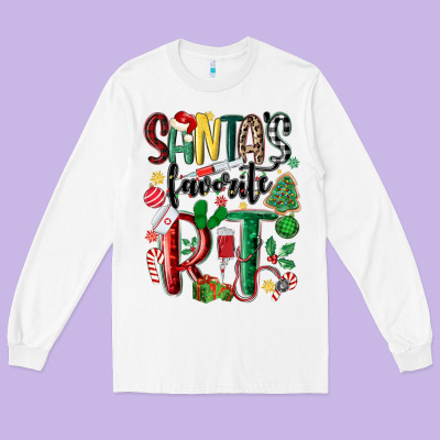 Santas Favorite Rt Nurse Long Sleeve Tee Designed By Maliassmallbusiness