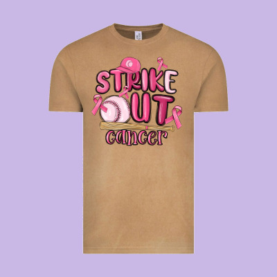 Strike Out Cancer Baseball Vintage Tee Designed By Maliassmallbusiness