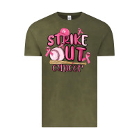 Vintage Olive strike out cancer baseball Vintage Tee - MaliasSmallBusiness