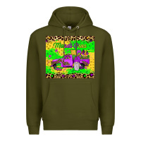Army Green mardi gras gnome truck Premium Hoodie - JahusDesignShop