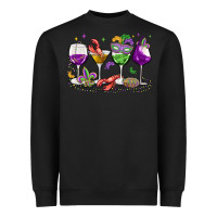 Black mardi gras wine glasses Heavyweight Sweatshirt - MaliasSmallBusiness
