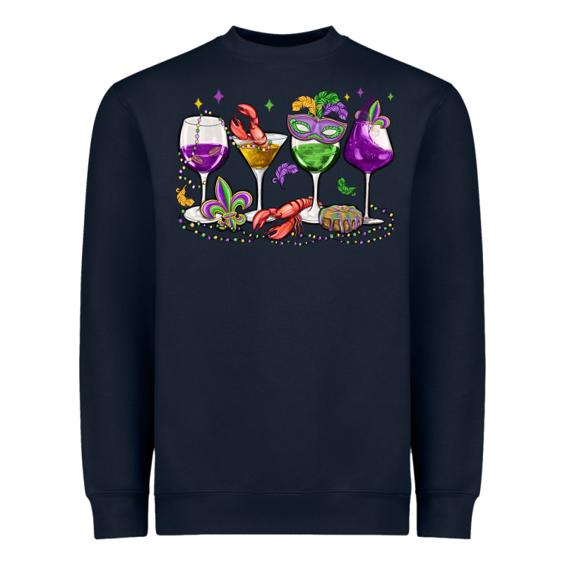 Mardi Gras Wine Glasses Heavyweight Sweatshirt by MaliasSmallBusiness | Teevron