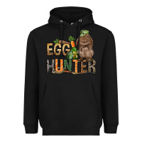 Black Egg hunter with rabbit Easter Day Heavyweight Hoodie - HowdyJamesFarm