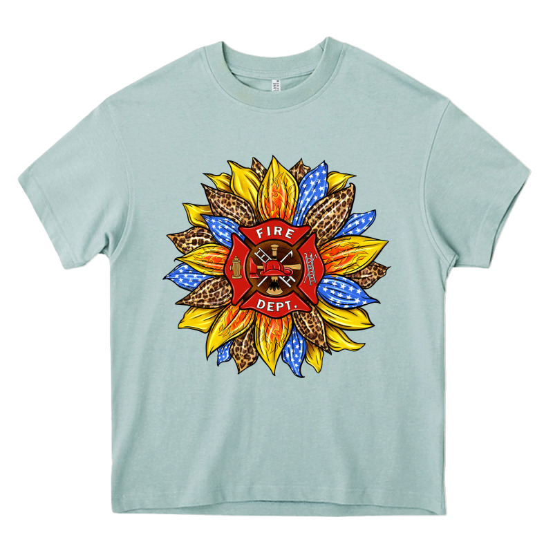 Firefighter Sunflower Heavy Core Tee by HRA Design Shop | Teevron