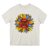 Cream firefighter sunflower Heavy Core Tee - HRA Design Shop