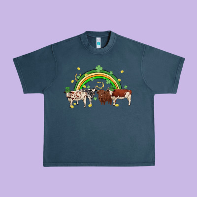Cow St Patrick Days Urban Heavy Tee Designed By Maliassmallbusiness