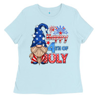 Baby Blue happy 4th of july gnome Ladies Tee - HRA Design Shop