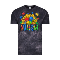 Cloud Black austism sunflower Vintage Tee - MaliasSmallBusiness
