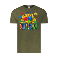 Vintage Olive austism sunflower Vintage Tee - MaliasSmallBusiness